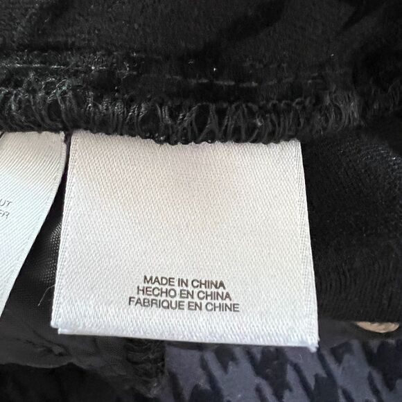 Anne Klein Pant Black Women Large Velvet Houndstooth Stretch Pull On Trousers - Picture 13 of 15